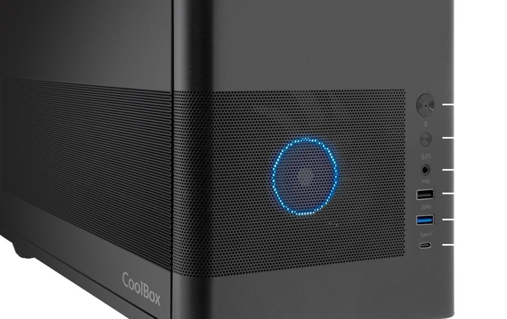 Caja ordenador Coolbox mp2 frontal rejilla mATX negro USB 3.2