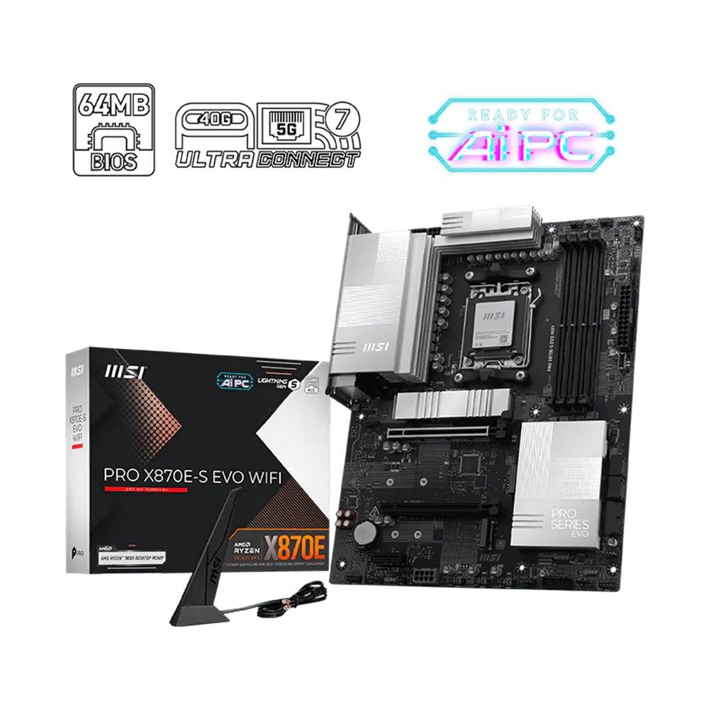 Placa base MSI pro x870e - s evo WiFi am5 ATX · 4x DDR5