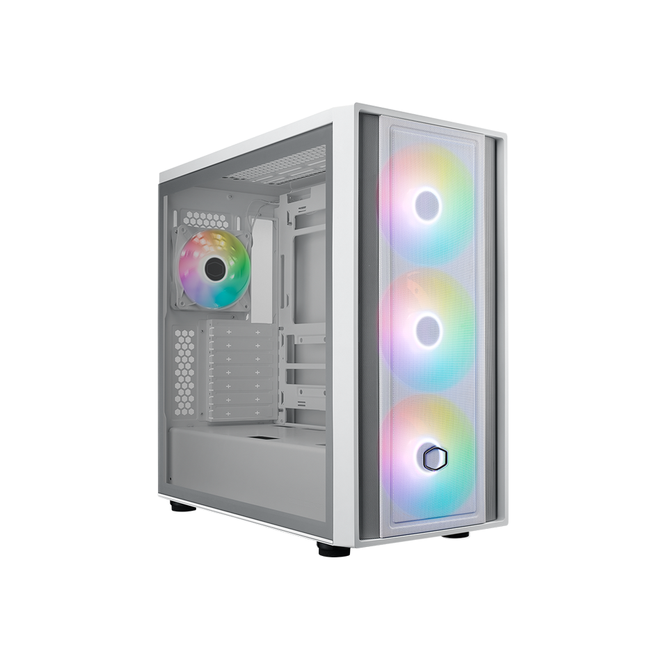 Caja ordenador gaming cooler master masterbox 600 ATX argb cristal templado blanco