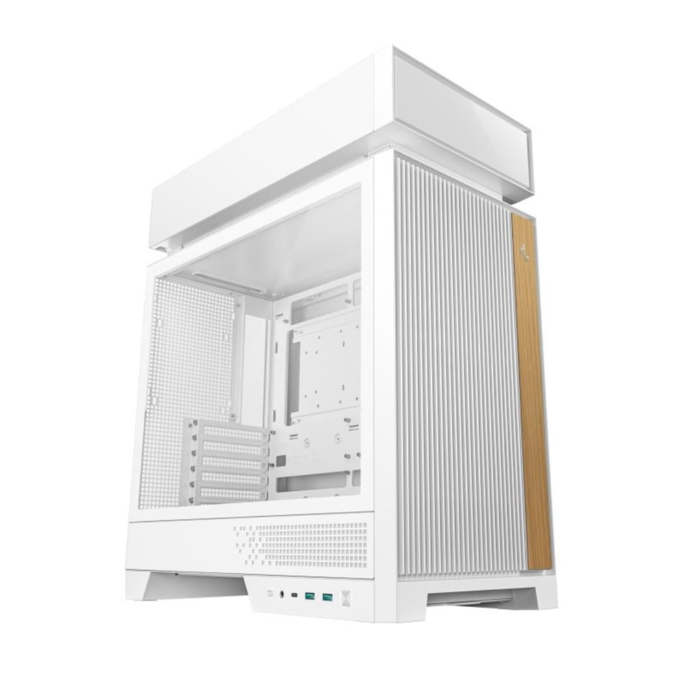 Caja ordenador gaming Deepcool cl660 ATX argb cristal templado blanca y madera