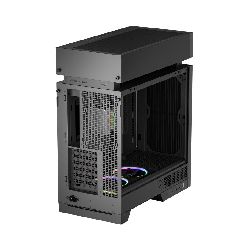 Caja ordenador gaming Deepcool cl6600 wh ATX RGB cristal templado negra y madera