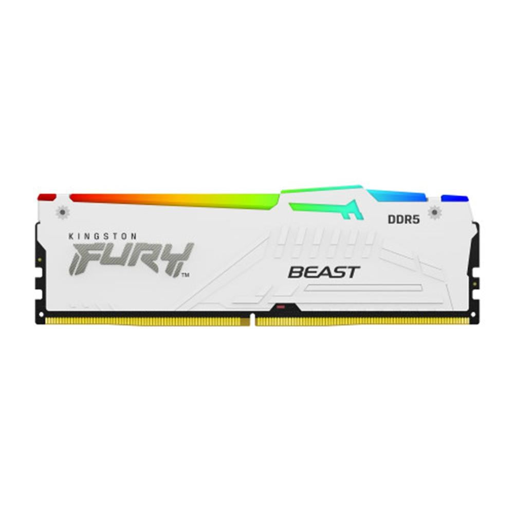 Memoria ram DDR5 16GB Kingston - 6000mt - s - fury beast RGB - cl30 - blanco