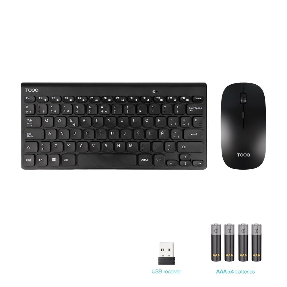 Kit teclado + raton TooQ tqkmw - 3101 - b rf inalambrico negro compacto