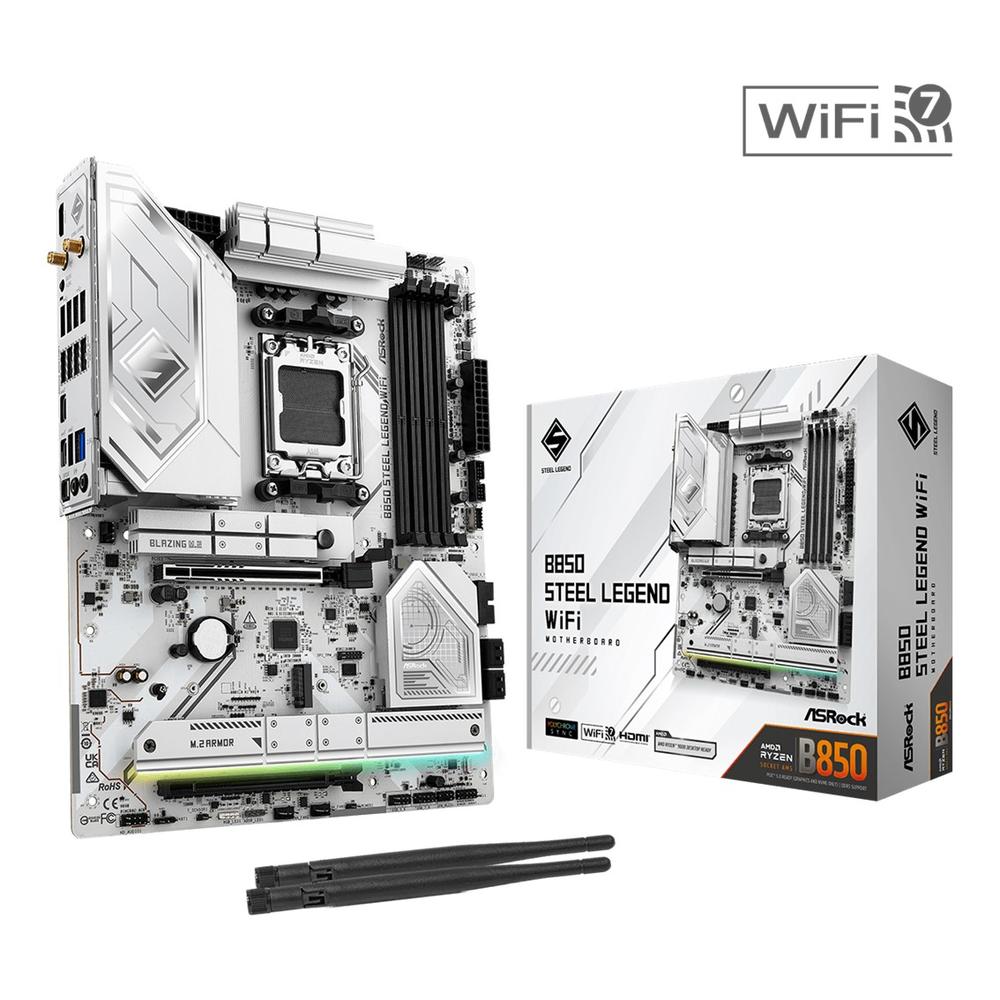 Placa base Asrock b850 steel legend WiFi am5 ATX · 4x DDR5