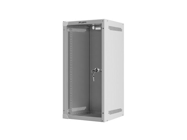 Armario Lanberg mural 10 pulgadas 12u · 280x310 flat pack gris puerta cristal