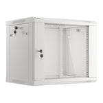 Armario Lanberg mural rack 19 pulgadas 9u · 600x450 flat pack v2 puerta cristal gris