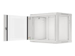 Armario Lanberg mural rack 19 pulgadas 9u · 600x450 flat pack v2 puerta cristal gris