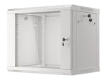 Armario Lanberg mural rack 19 pulgadas 9u · 600x450 flat pack v2 puerta cristal gris