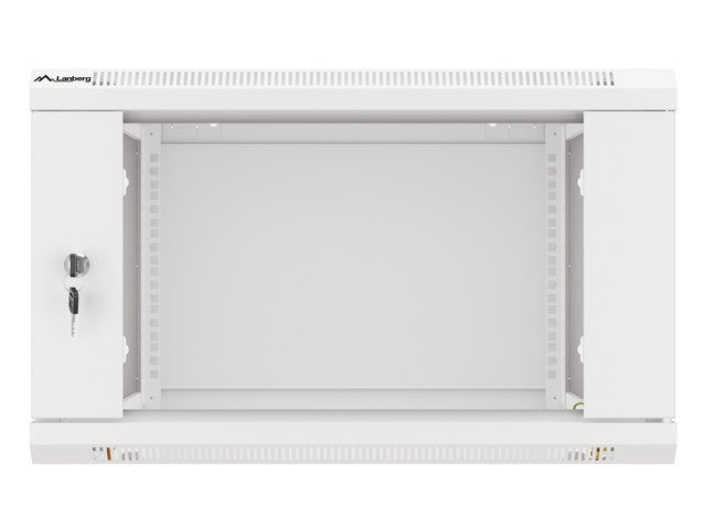 Armario Lanberg mural rack 19 pulgadas 6u · 600x600 flat pack puerta cristal gris