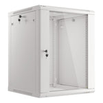 Armario Lanberg mural rack 19 pulgadas 15u · 600x600 flat pack gris puerta cristal
