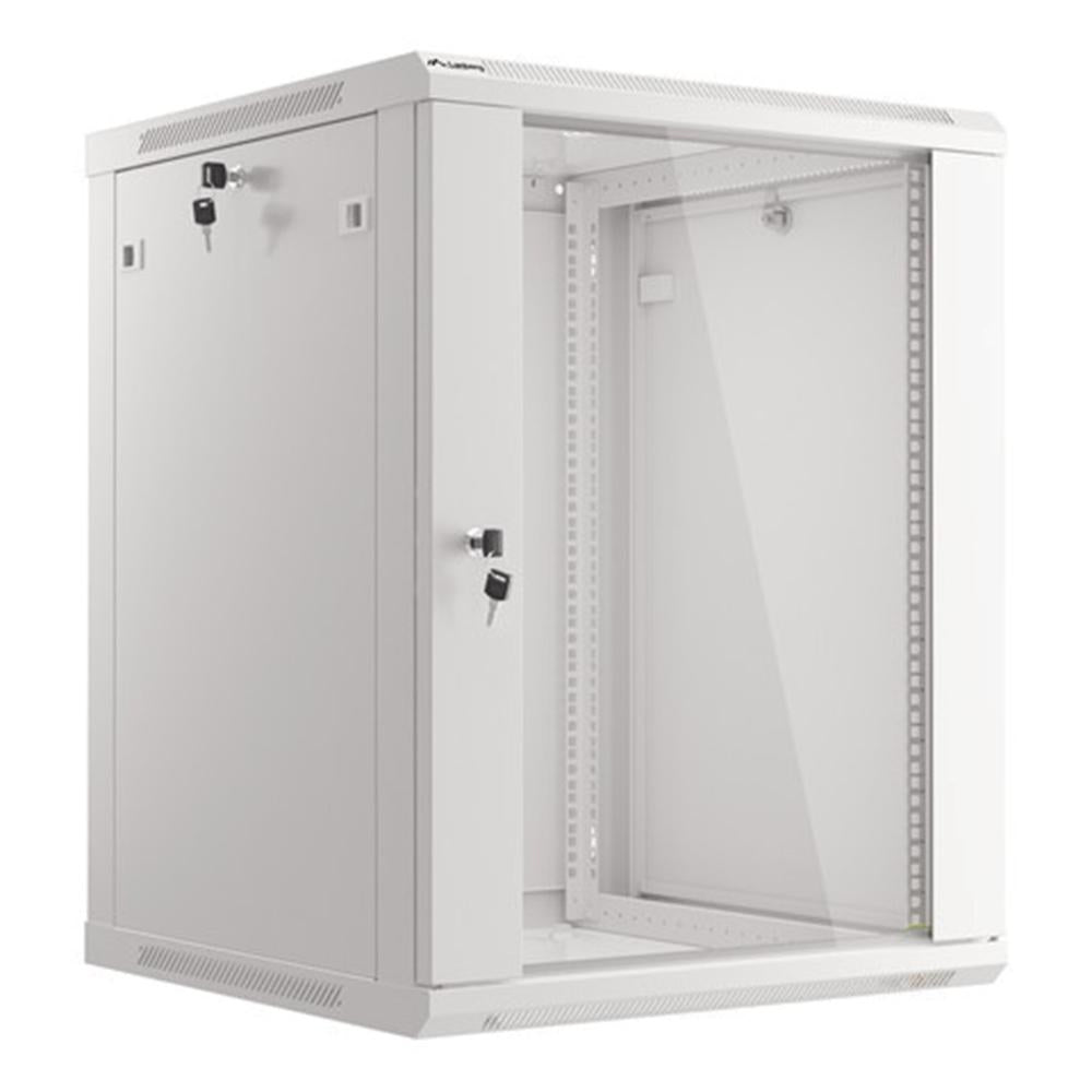 Armario Lanberg mural rack 19 pulgadas 15u · 600x600 flat pack gris puerta cristal