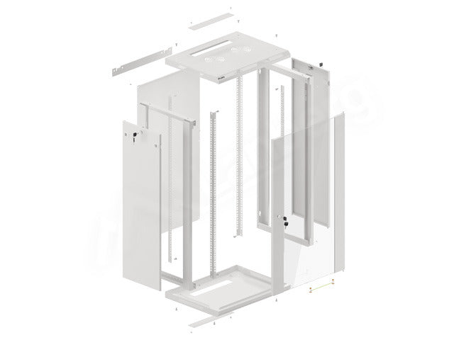 Armario Lanberg mural rack 19 pulgadas 22u - 600x450 flat pack v2 gris