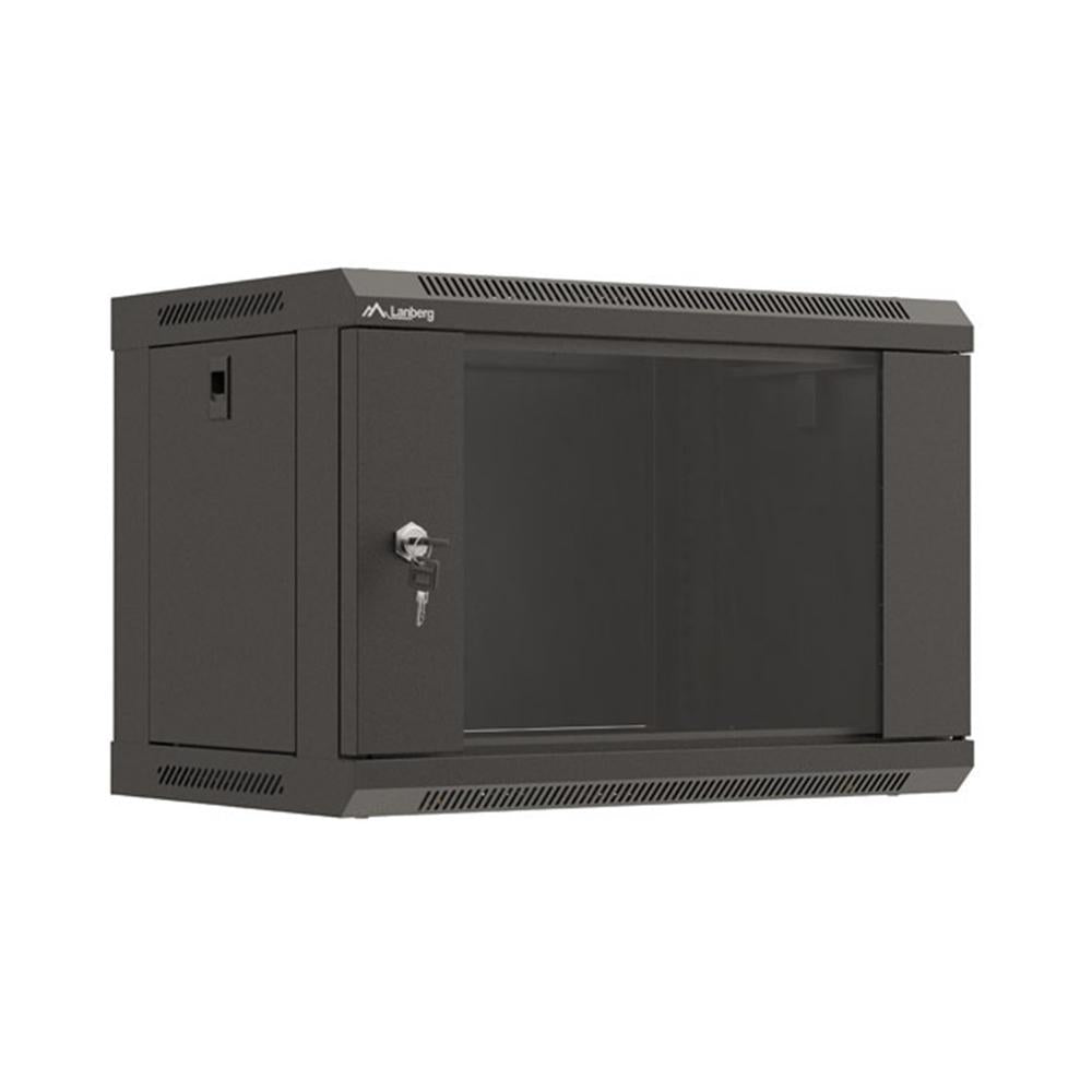 Armario Lanberg mural rack 19 pulgadas 6u · 540x350 flat pack negro puerta cristal