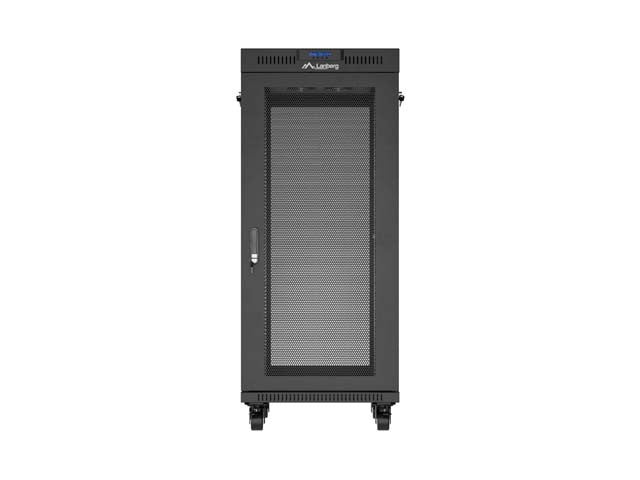 Armario Lanberg rack 19 pulgadas 27u · 600x800 flat pack puerta mesh negro con lcd
