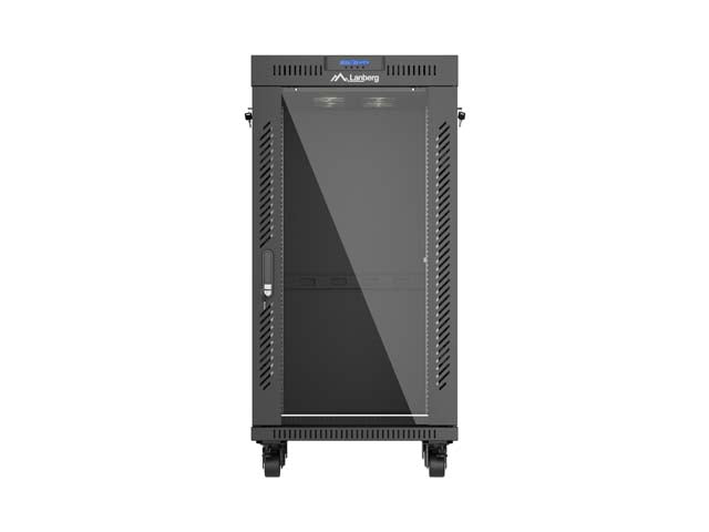 Armario Lanberg rack 19 pulgadas 22u · 600x600 flat pack puerta cristal con lcd negro