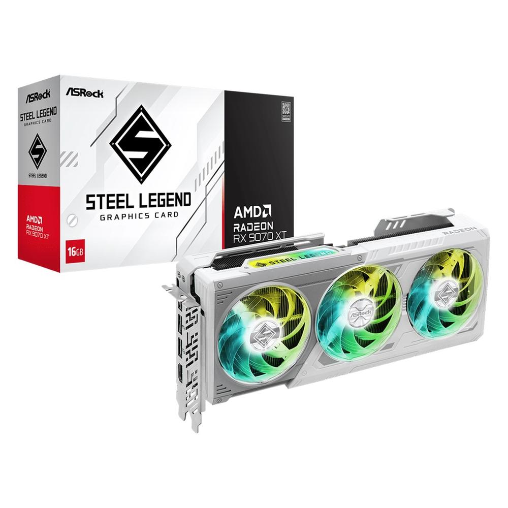 Tarjeta grafica Asrock rx 9070 xt steel legend 16GB gddr6 · 3x dp · 1x HDMI pci express 5.0