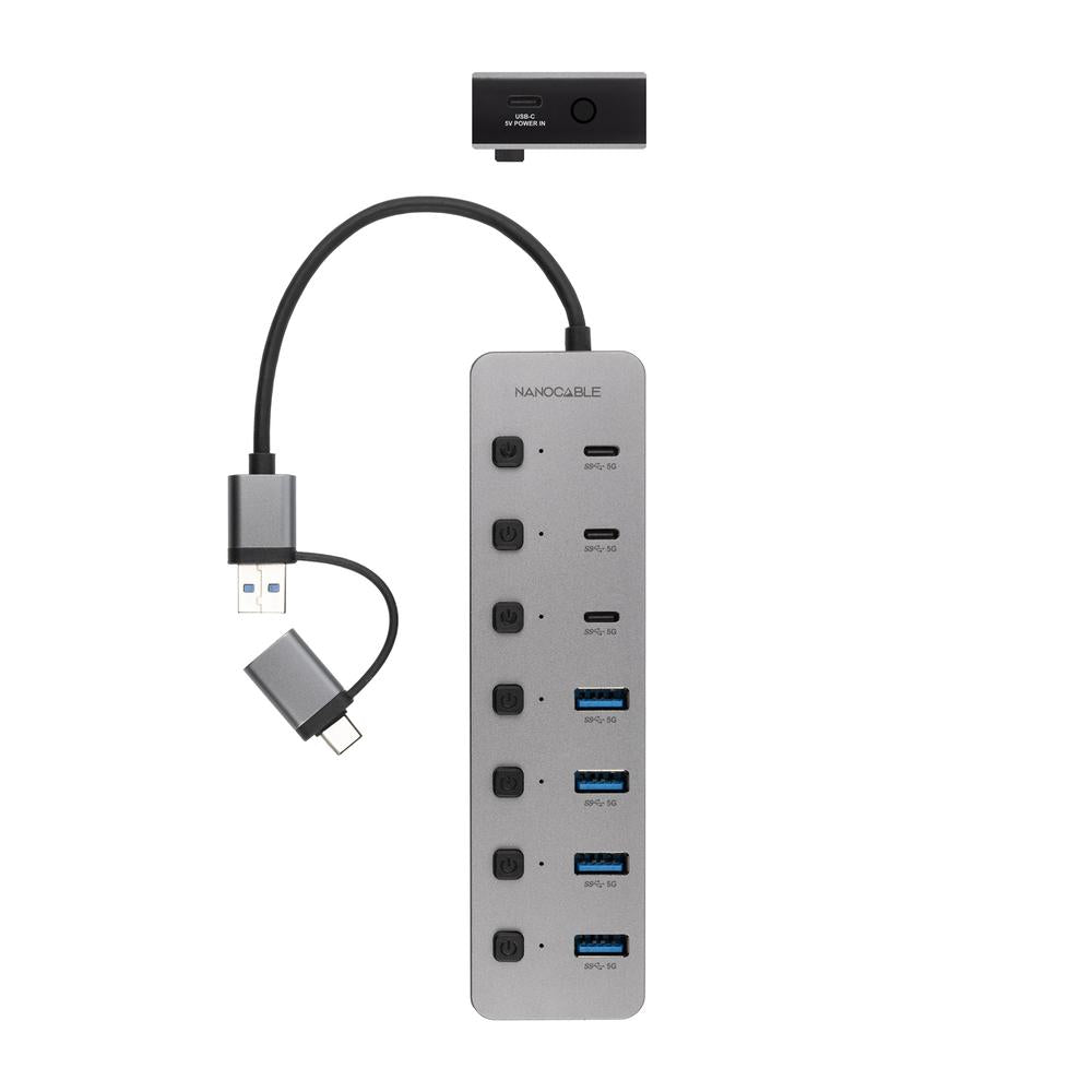 Hub Nanocable USB - c - a 4xusb - a+3usb - c+usb - c 5v