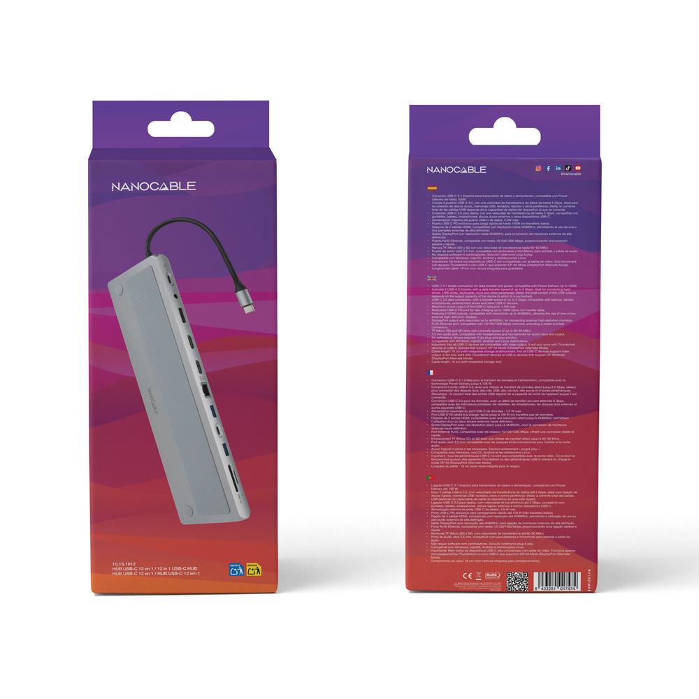 Doking Nanocable 3xusb - a+usb - c+pd+2xhdmi+dp+rj45+sd