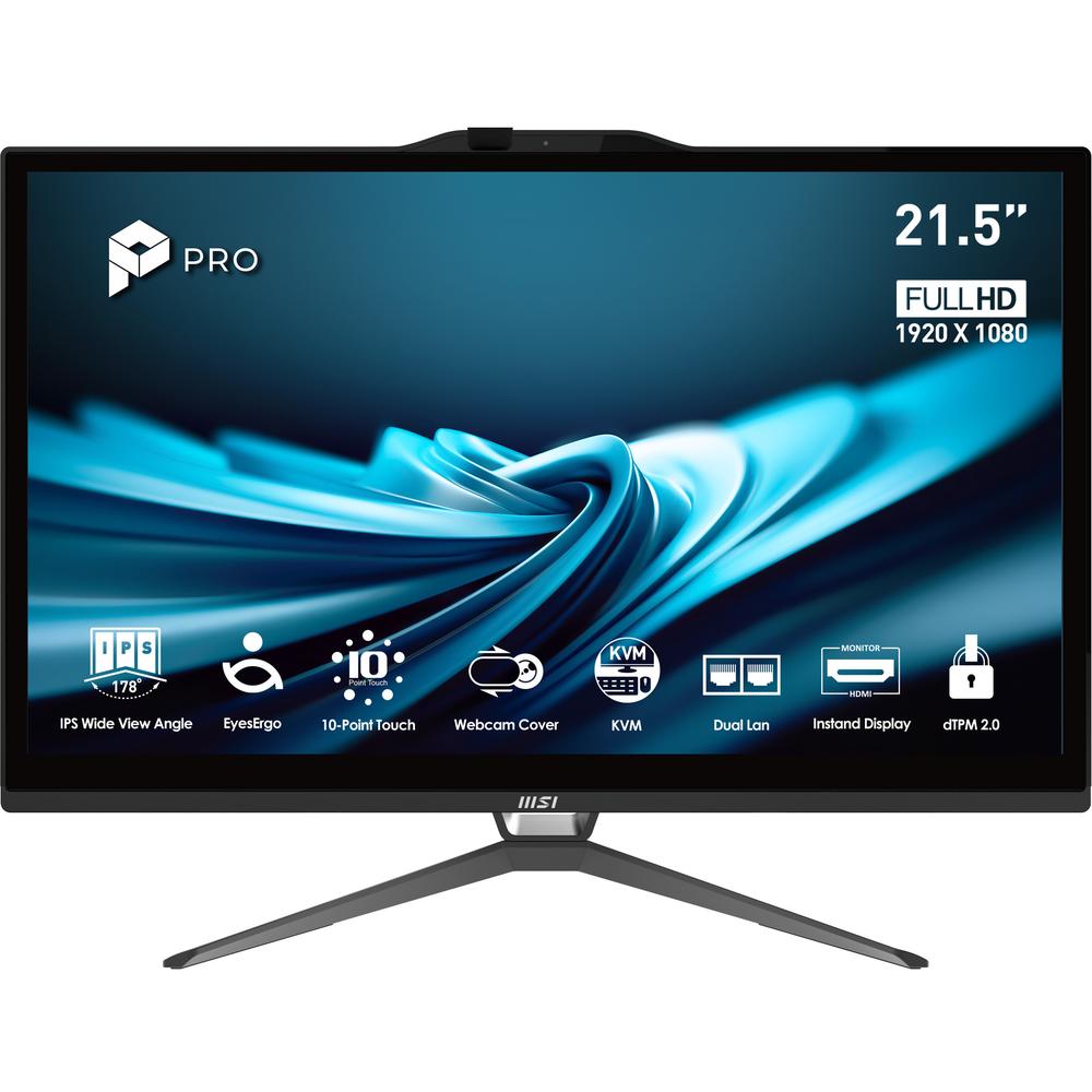 Ordenador all in one MSI pro ap222t - 622eu g7400 · 8GB · SSD 128GB · 21.5 pulgadas FHD · W11P · tactil · negro