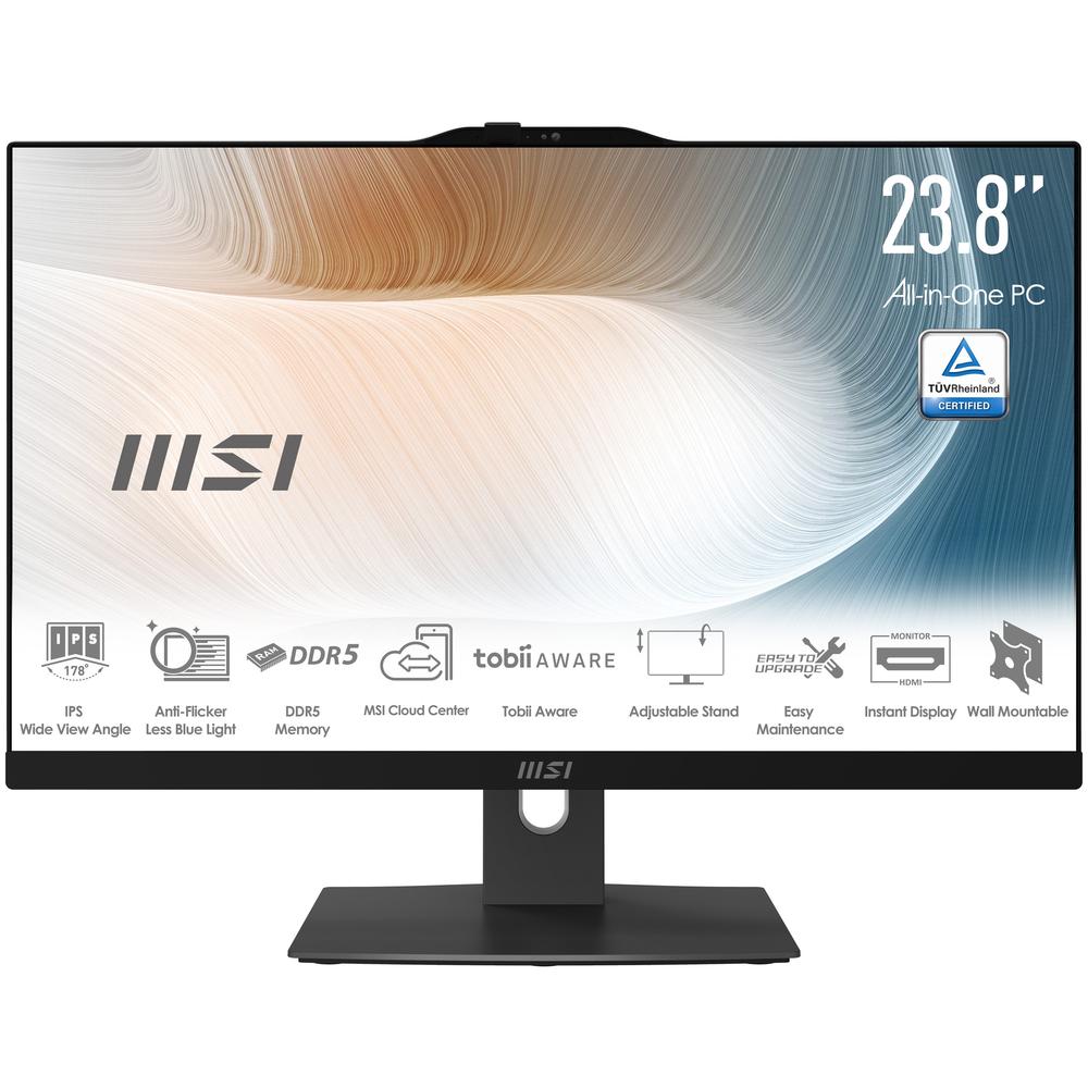 Ordenador all in one MSI am242tp - 1227eu core 5 - 120u · 8GB · SSD 512GB · 23.8 pulgadas FHD · W11P · tactil · negro