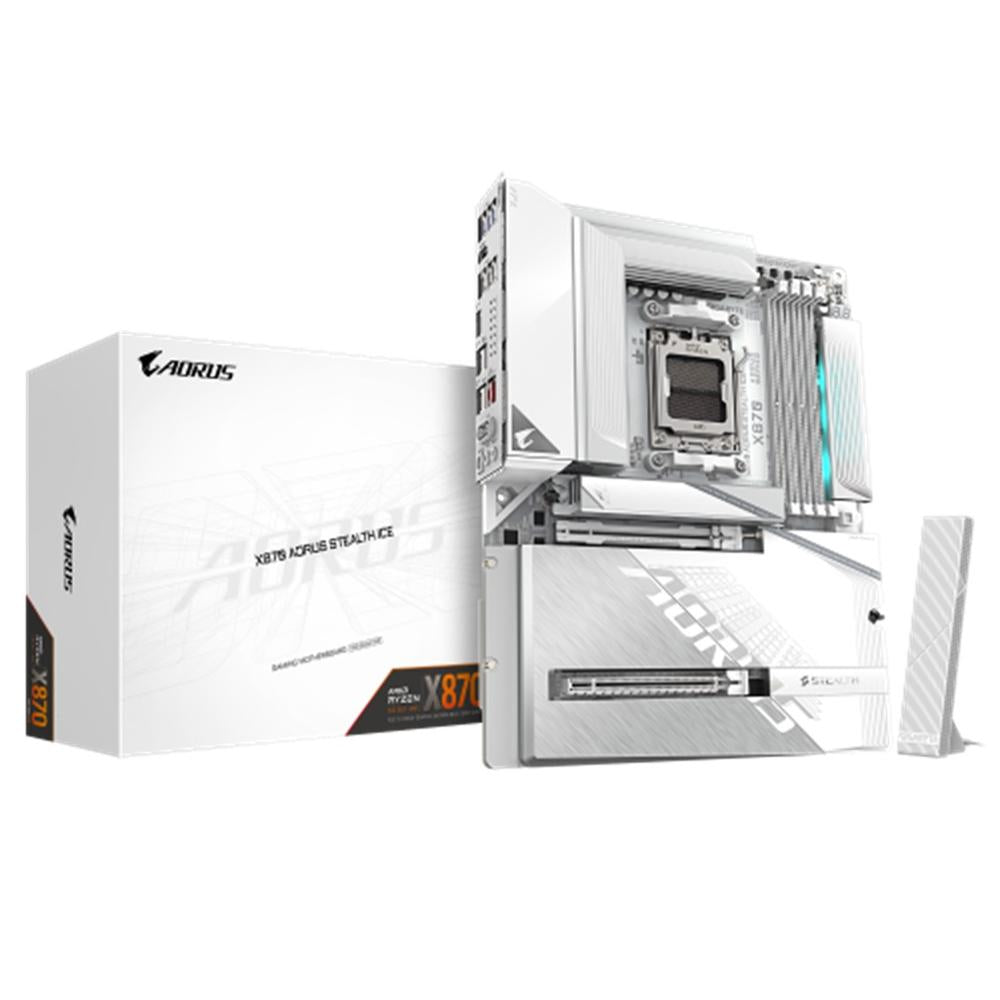 Placa base Gigabyte x870 aorus stealth ice am5 ATX · 4x DDR5