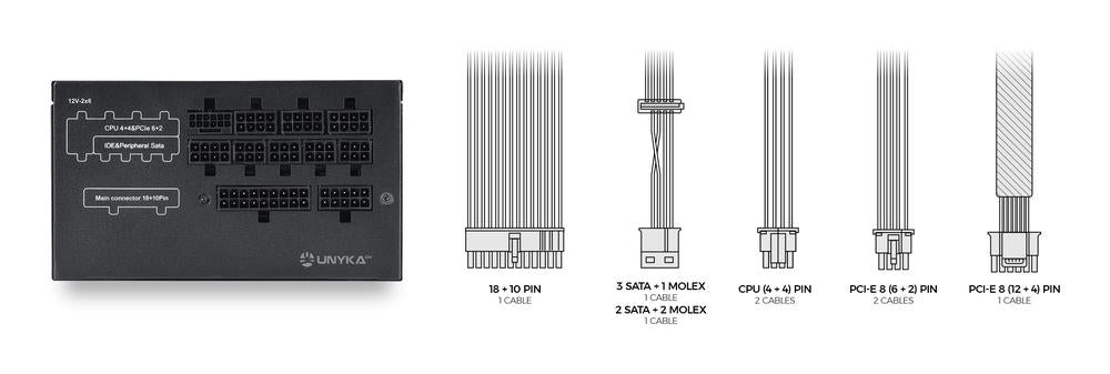 Fuente alimentacion Unykach atilus 3.1 gaming ATX 750w