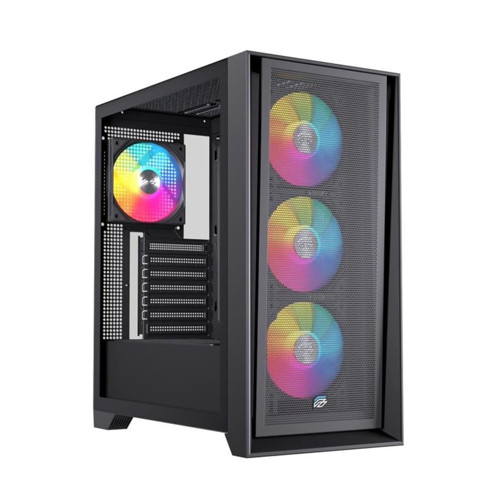 Caja ordenador gaming Einarex p600 RGB ATX cristal templado negra