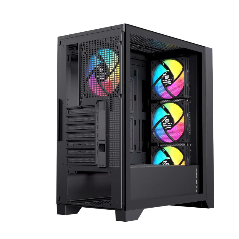 Caja ordenador gaming Einarex p600 RGB ATX cristal templado negra