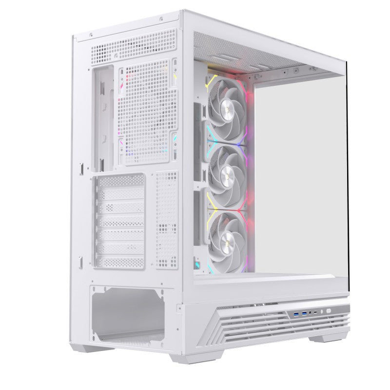 Caja ordenador gaming Einarex s800 RGB ATX cristal templado blanca