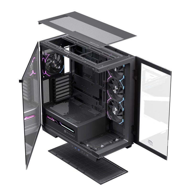 Caja ordenador gaming Einarex z1k RGB ATX cristal templado negra