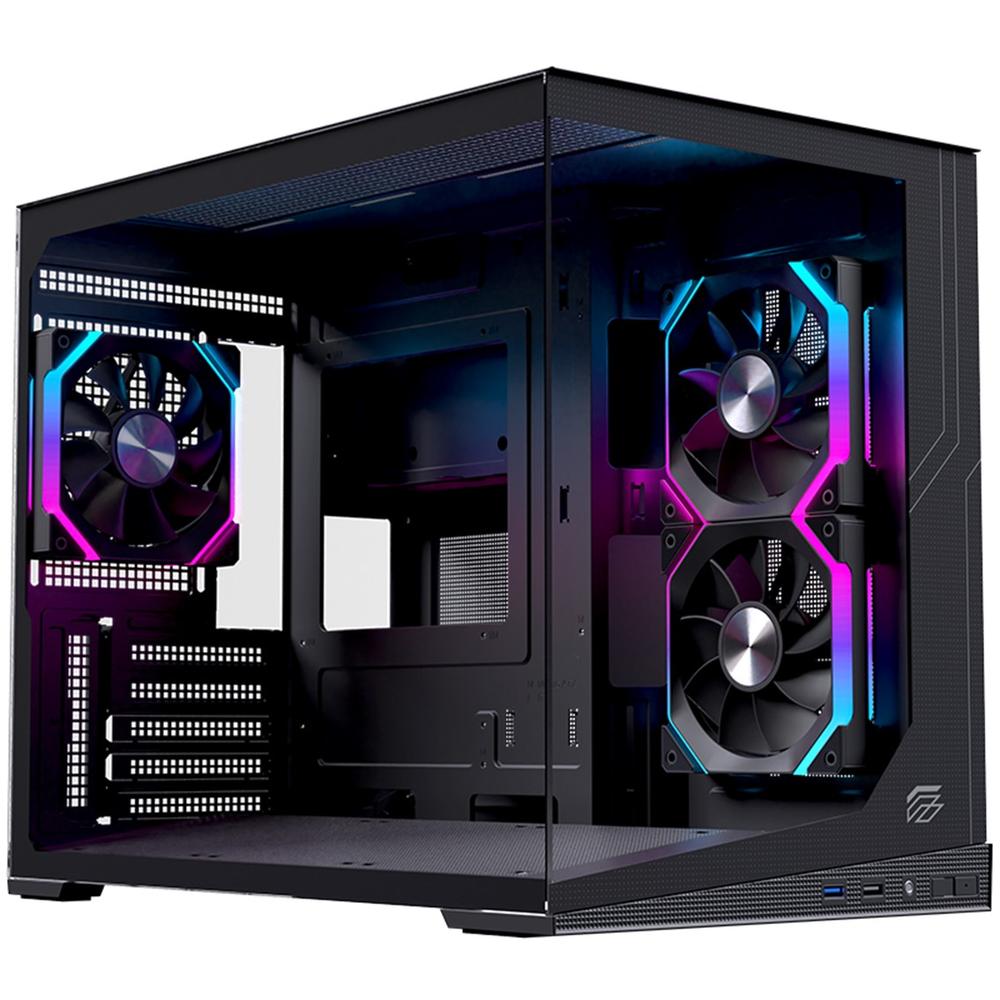 Caja ordenador gaming Einarex sm300 RGB mATX cristal templado negra