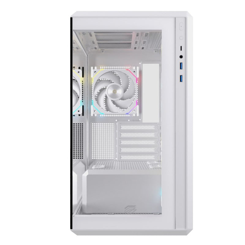 Caja ordenador gaming Einarex zm800 RGB mATX cristal templado blanca