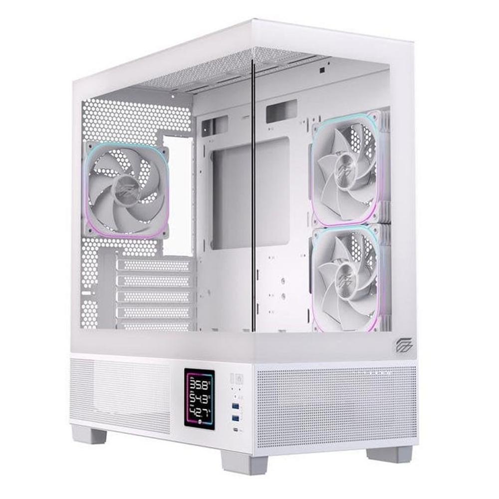 Caja ordenador gaming Einarex sm501d RGB mATX cristal templado blanca