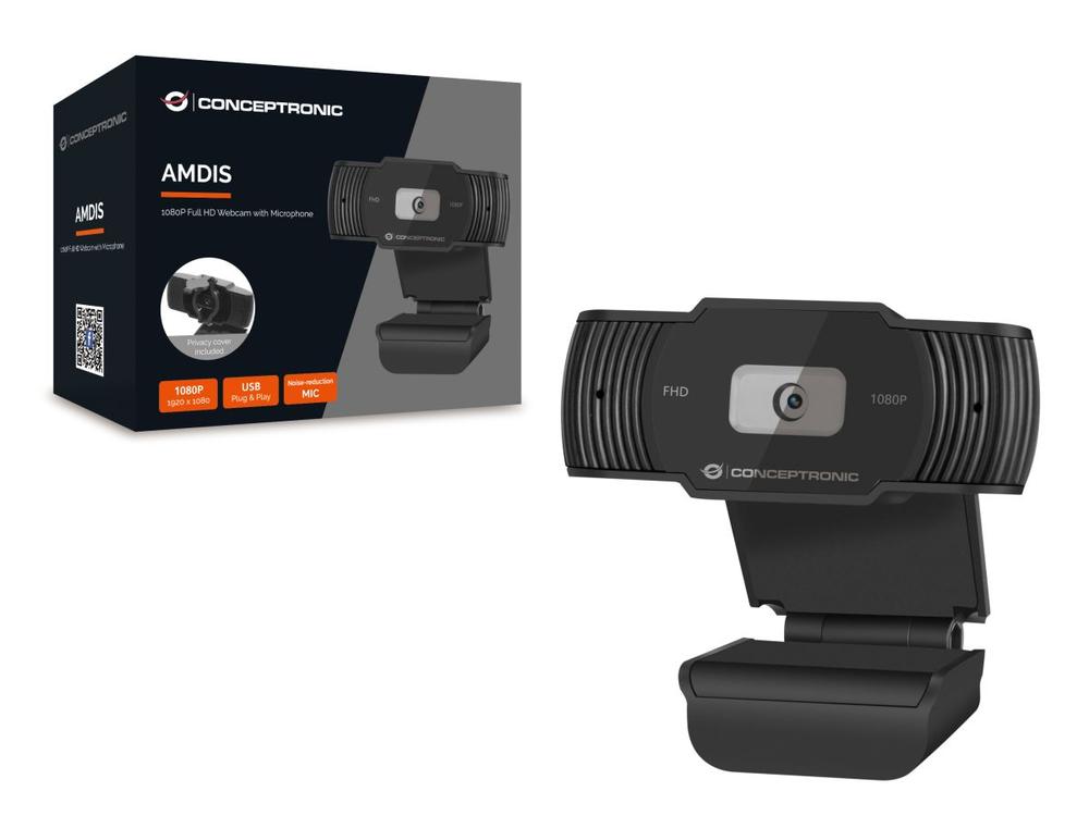 Webcam Conceptronic amdis04b FHD 30fps usb2.0 1.5m mic. fov 65 cmos negro