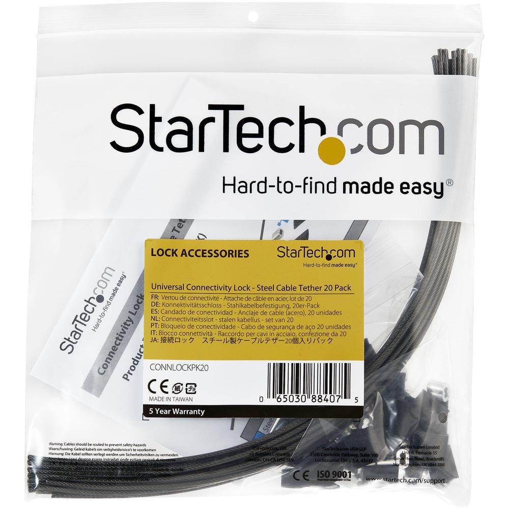Cable seguridad startech doble lazo 20 unidades
