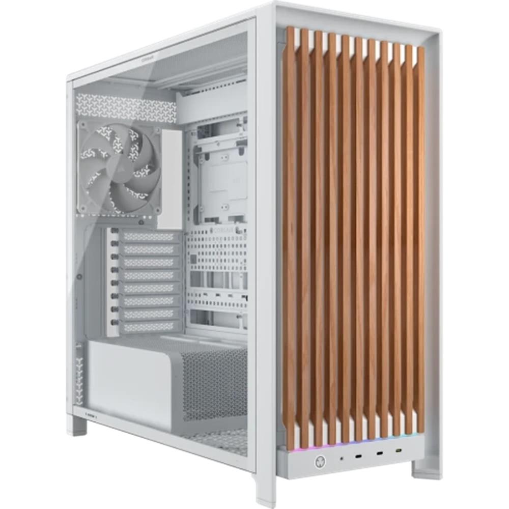 Caja ordenador gaming Corsair frame 5000d wood rs ATX cristal templado blanco