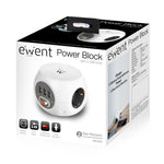 Regleta cubica Ewent ew3939 3 tomas shucko · 3 puertos USB · 1.5m
