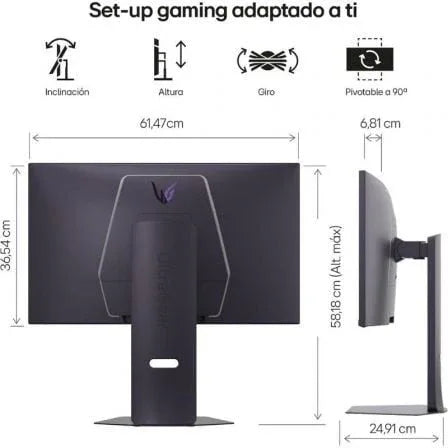 Monitor Gaming LG UltraGear 27G850A-B 27"/ 4K/ 1ms/ 240Hz/ IPS/ Regulable en altura/ Morado Grisáceo - PixelPlaza