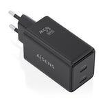 Cargador de Pared GaN Aisens ASCH-65W2P079-BK/ 2xUSB Tipo-C/ 65W/ Negro