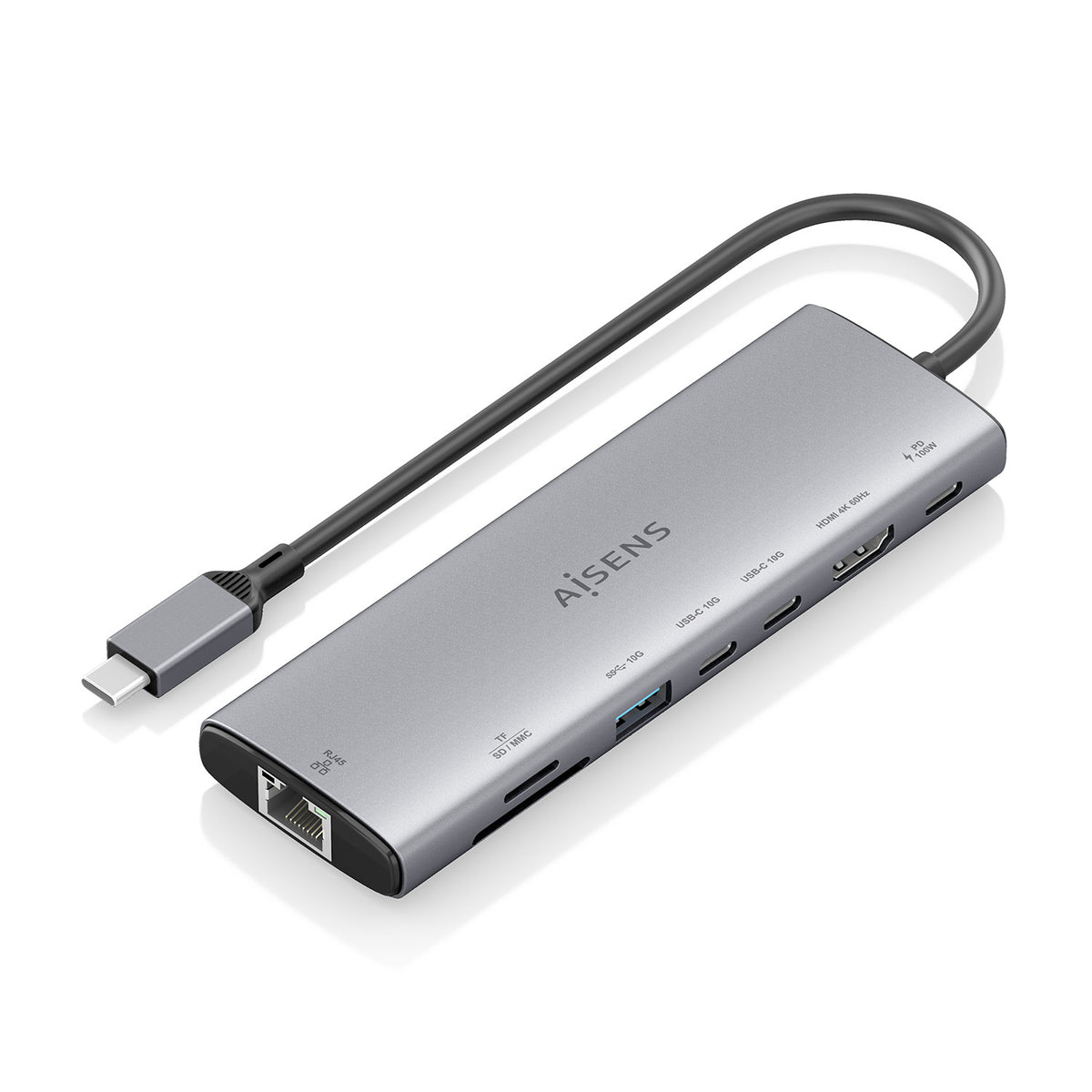 Docking USB Tipo-C Aisens ASUC-8P033-GR/ 1xHDMI 4K/ 1xUSB/ 2xUSB Tipo-C/ 1xRJ45/ 1xLector Tarjetas/ 1xUSB Tipo-C PD/ Gri