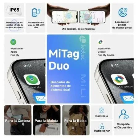 Localizador Leotec EasyTag Dual/ Negro/ Incluye Llavero Blanco - PixelPlaza