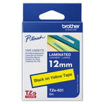 Cinta laminada Brother tze631 12mm x 8m amarillo - negro