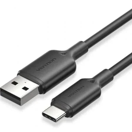 Cable USB 2.0 Tipo-C Vention CTQBH/ USB Tipo-C Macho - USB Macho/ Hasta 60W/ 480Mbps/ 2m/ Negro - PixelPlaza
