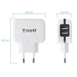 Cargador de Pared TooQ TQWC-1S02WT/ 2xUSB/ 17W - PixelPlaza