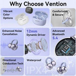 Auriculares Deportivos Bluetooth Vention Open Ear OpenBeat Echo Clip A1 NBWW0 con estuche de carga/ Blancos - PixelPlaza