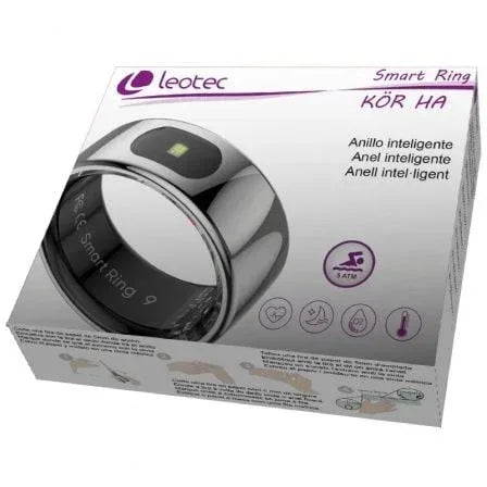 Anillo Inteligente Leotec Kör Ha Talla 8/ Ø18.3mm/ Notificaciones/ Frecuencia Cardíaca/ Plata - PixelPlaza