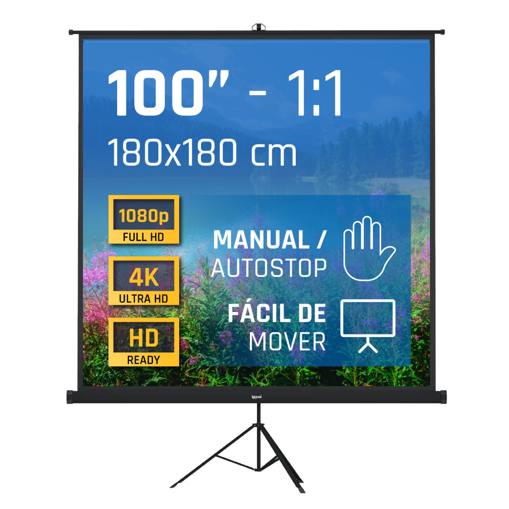 Iggual Pantalla 100 180x180 cm con trípode+bolsa