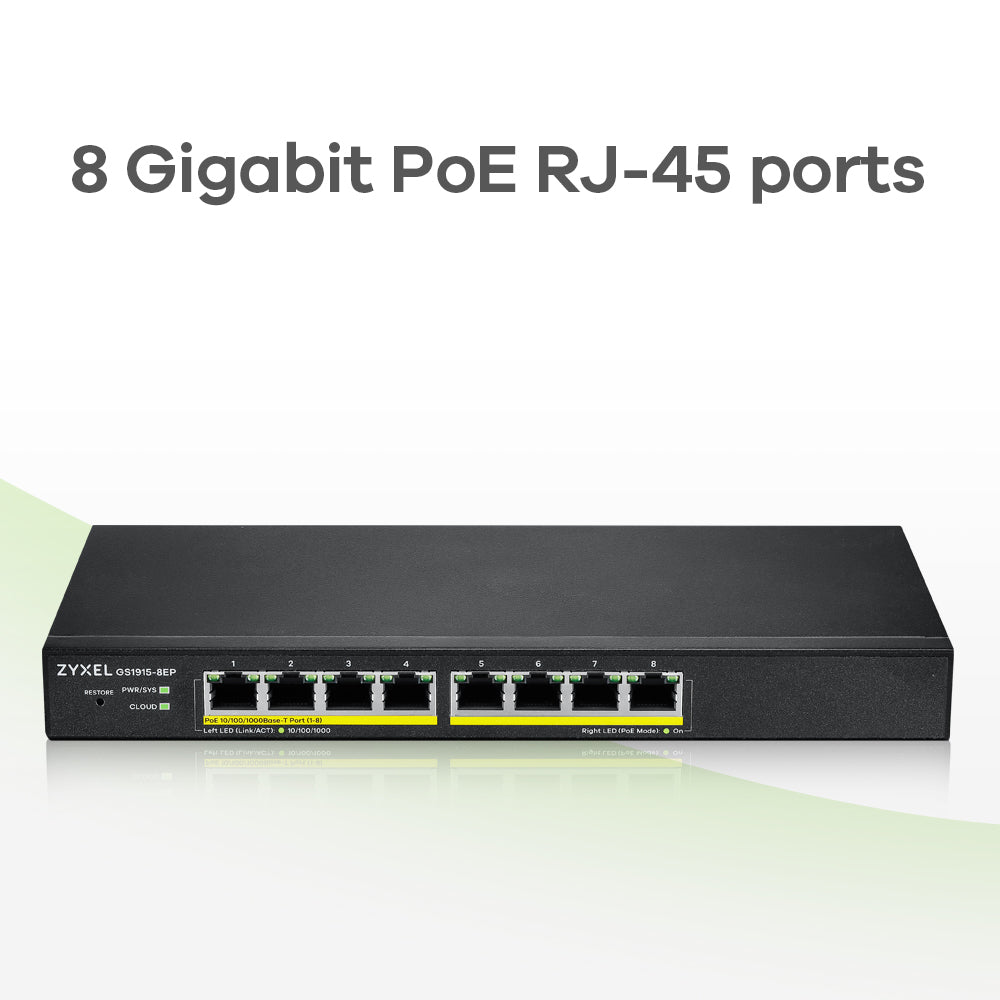Switch 8 puertos zyxel gs1915 - 8ep gigabit