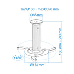 Soporte de Techo para Proyector TooQ PJ1010TN-B/ Inclinable/ Giratorio/ hasta 10kg