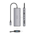 Docking USB Tipo-C Aisens ASUC-7P031-GR/ 1xHDMI 4K/ 1xUSB/ 2xUSB Tipo-C/ 1xLector Tarjetas/ 1xUSB Tipo-C PD/ Gris